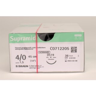 Supramid schwarz DS19 4/0 45cm 3Dtz