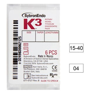 K3 NiTi-Files .04 Gr.15-40 25mm 6St