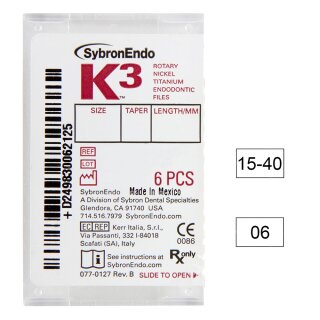 K3 NiTi-Files .06 Gr.15-40 25mm 6St
