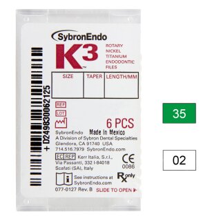 K3 NiTi-Files .02 Gr.35 25mm 6St