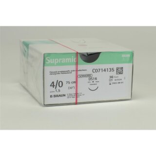 Supramid schwarz DS16 4/0 75cm 3Dtz