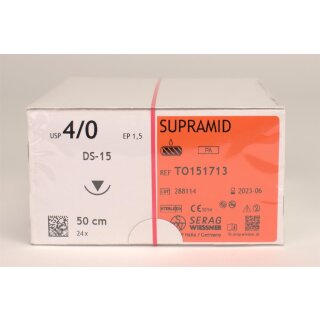 Supramid schwarz 4/0 DS-15 2Dtz