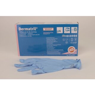Dermatril Handschuhe blau Gr.7 (S) 100St