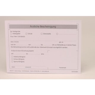 Ärztliche Bescheinigung DIN A6 quer Pa