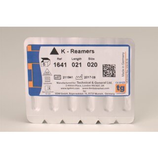 tg K-Reamers 21mm Size 020 6pcs