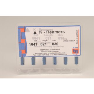 tg K-Reamers 21mm Size 030 6pcs