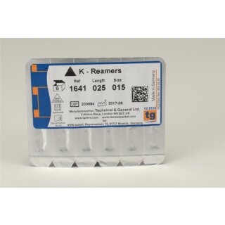 tg K-Reamers 25mm Size 015 6pcs