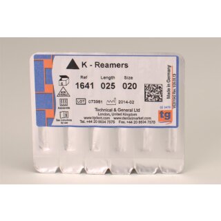 tg K-Reamers 25mm Size 020 6pcs