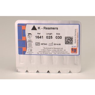 tg K-Reamers 25mm Size 030 6pcs