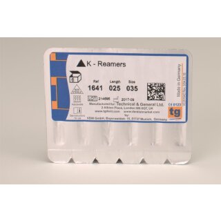 tg K-Reamers 25mm Size 035 6pcs