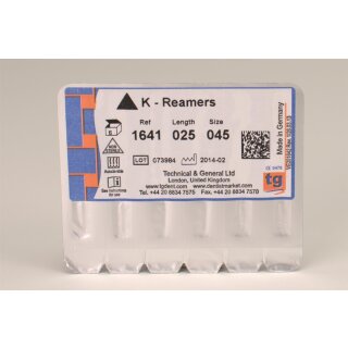 tg K-Reamers 25mm Size 045 6pcs