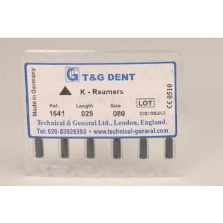 tg K-Reamers 25mm Size 080 6pcs