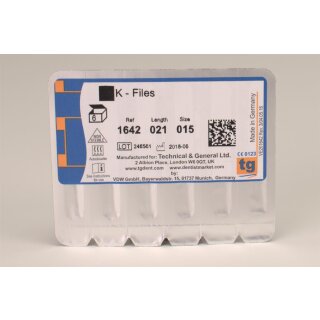 tg K-Files 21mm Size 015 6pcs