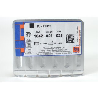 tg K-Files 21mm Size 025 6pcs