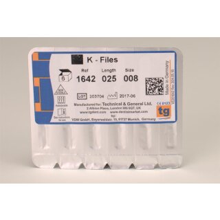 tg K-Files 25mm Size 008 6pcs