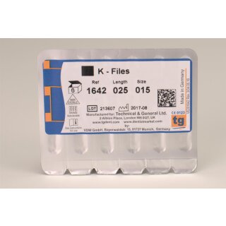 tg K-Files 25mm Size 015 6pcs