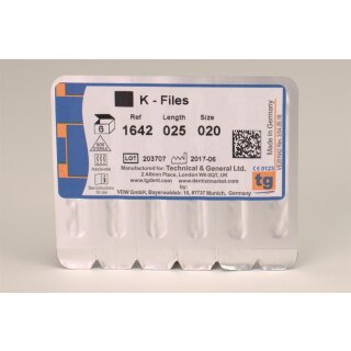 tg K-Files 25mm Size 020 6pcs