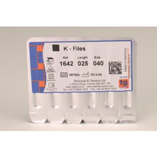tg K-Files 25mm Size 040 6pcs