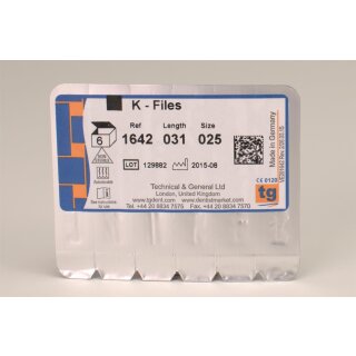 tg K-Files 31mm Size 025 6pcs