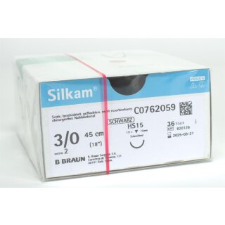 Silkam schwarz HS15 3/0 45cm   3Dtz