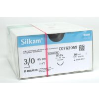 Silkam schwarz HS15 3/0 45cm   3Dtz