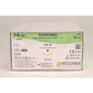 Supramid schwarz 3/0 DS-18  3Dtz