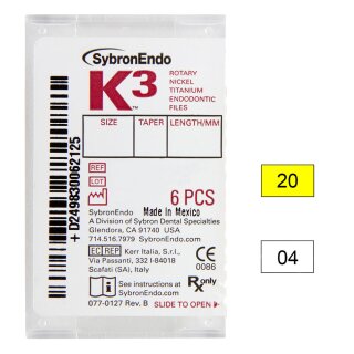 K3 NiTi-Files .04 Gr.20 30mm 6St