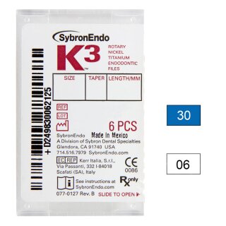 K3 NiTi-Files .06 Gr.30 30mm 6St