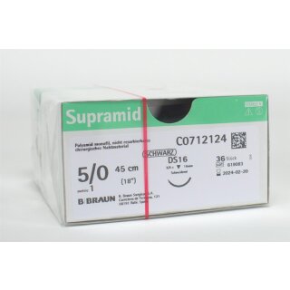 Supramid schwarz DS16 5/0 45cm 3Dtz