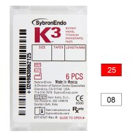 K3 NiTi-Files .08 Gr.25 25mm 6St