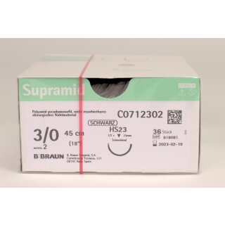Supramid schwarz HS23 3/0 45cm 3Dtz