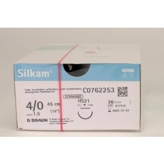 Silkam schwarz HS21 4/0 45cm   3Dtz