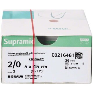 Supramid schwarz KF 2/0 5X45   3Dtz