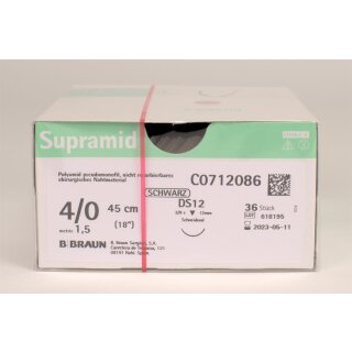 Supramid schwarz DS12 4/0 45cm 3Dtz