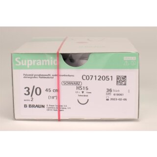 Supramid schwarz 3/0 HS15      3Dtz