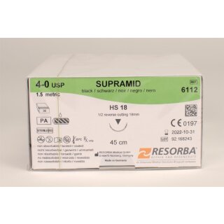 Supramid schwarz 4/0 HS18 3Dtz