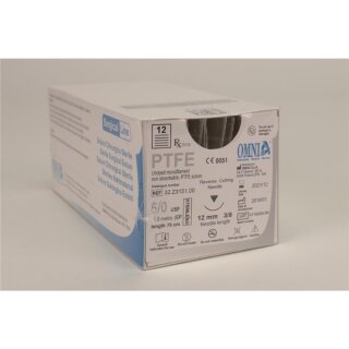 Omnia Nahtmaterial PTFE 5/0 HS 75cm 12St
