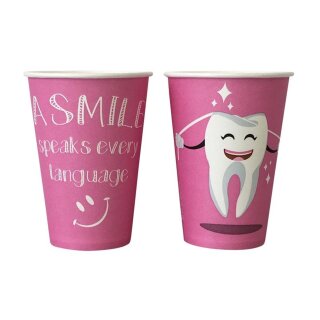 Mundspülbecher Papier Zahn rosa   100St