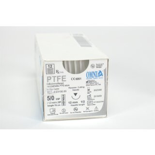 Omnia Nahtmaterial PTFE 5/0 12mm 1/2 Dtz