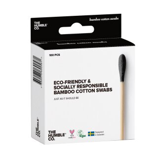 Humble Wattestäbchen Bambus schw.100St