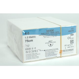 Seide E schwarz 4/0 HR17 75cm 2Dtz