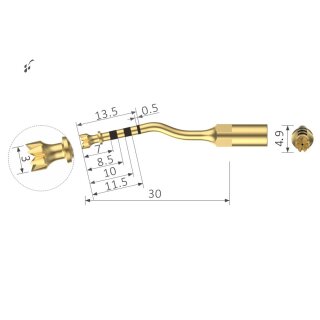 Xpedent Ultraschallspitze IM3A Implantation (passend für den Einsatz mit MECTRON® Geräten)